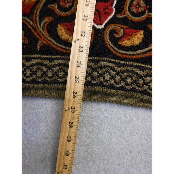 Woman's Herman Geist Hand Embroidered Wool Acrylic Fox V-neck Pullover Sweater L - Picture 9 of 9